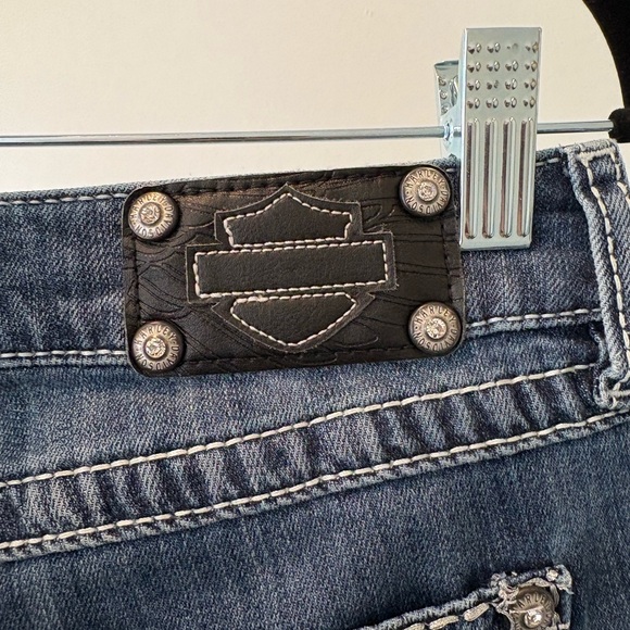 Harley Davidson Y2K Angel sequin sparkly flare jeans low rise - Picture 5 of 16